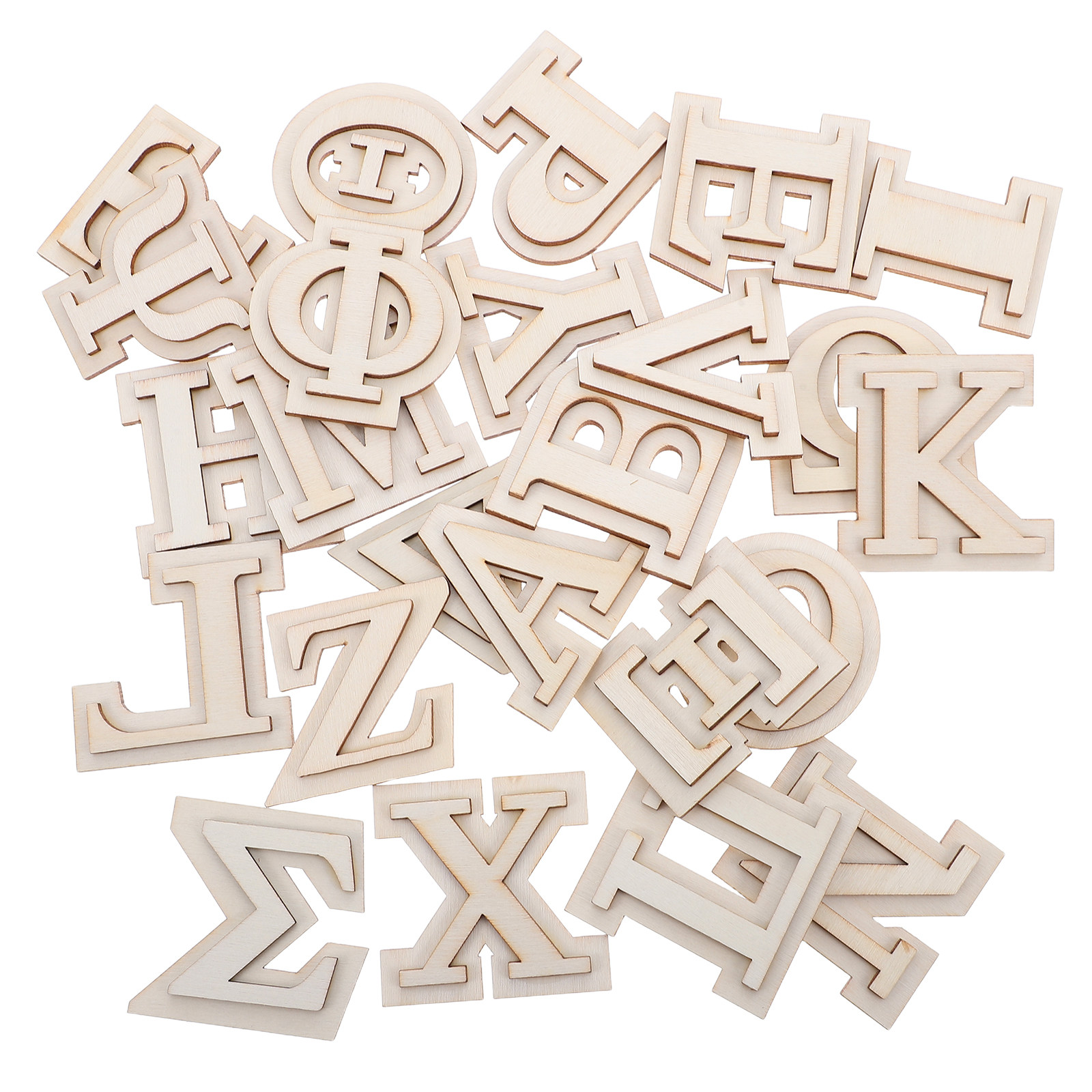 Letter S Art Craft - 24Pcs Greek Letters Wooden Double Layer