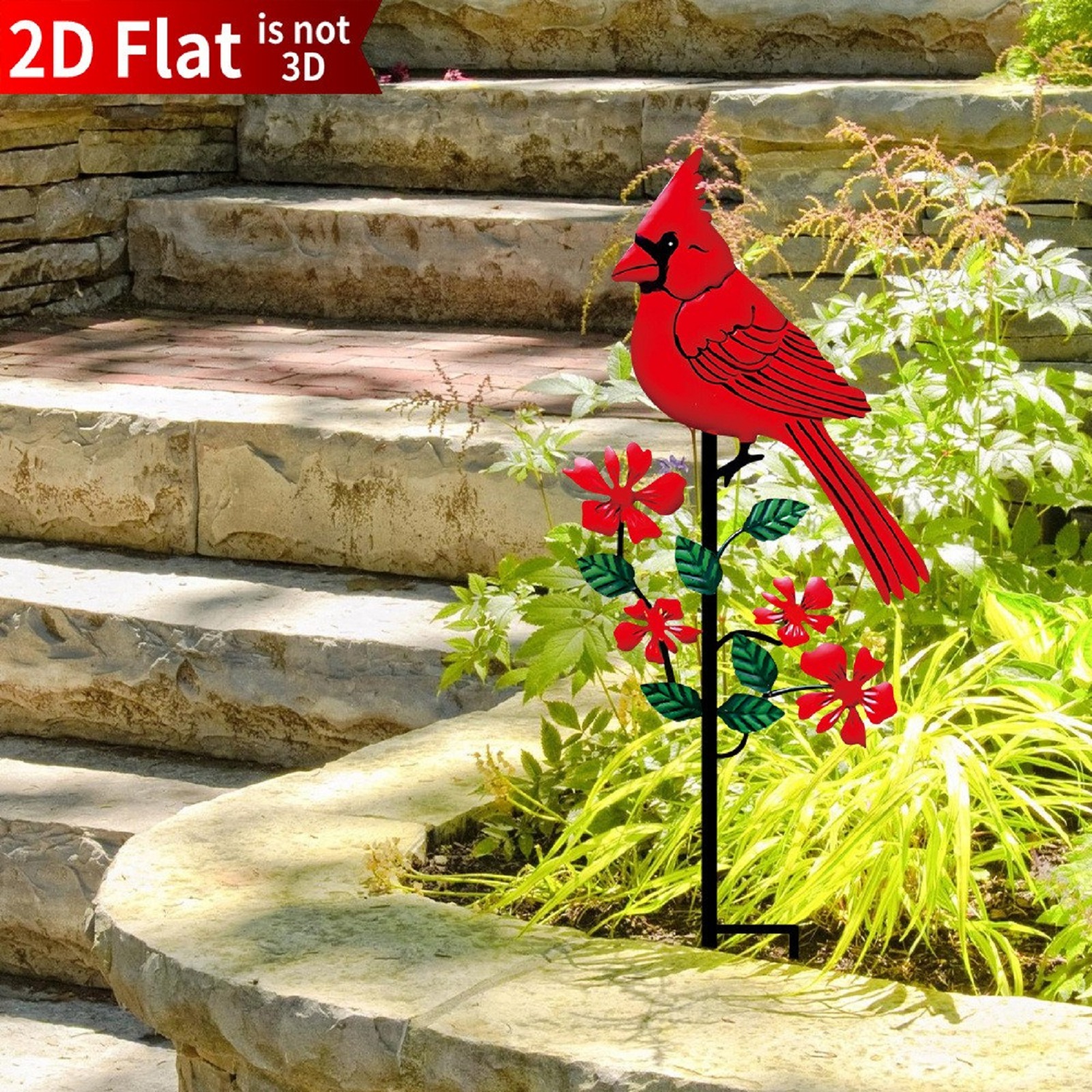 Art And Craft Photos - 2D Flat Red Bird Design Garden