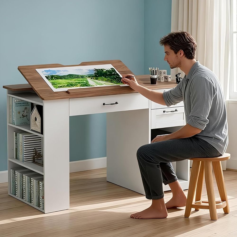 Art & Craft Zone - Adjustable Desk with Storage and Open