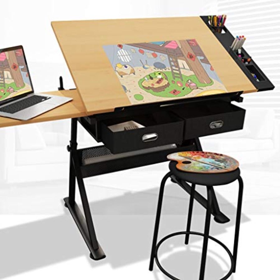 Art & Craft Zone - Drafting Table with Storage Height Adjustable