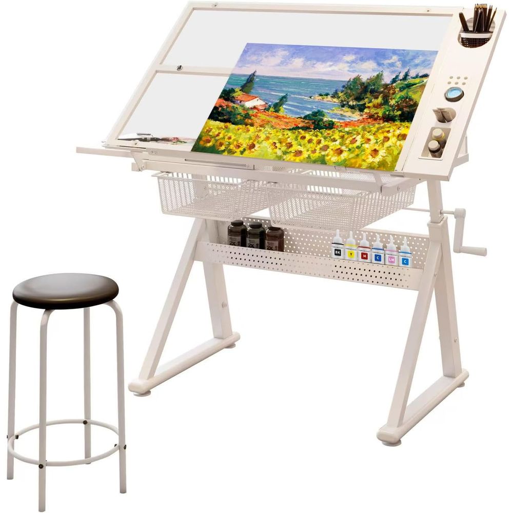 Art & Craft Zone - Adjustable Art Desk with Tempered Glass
