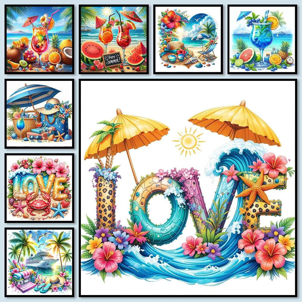 Art Craft Idea - Summer Beach Full DIY 5D Round