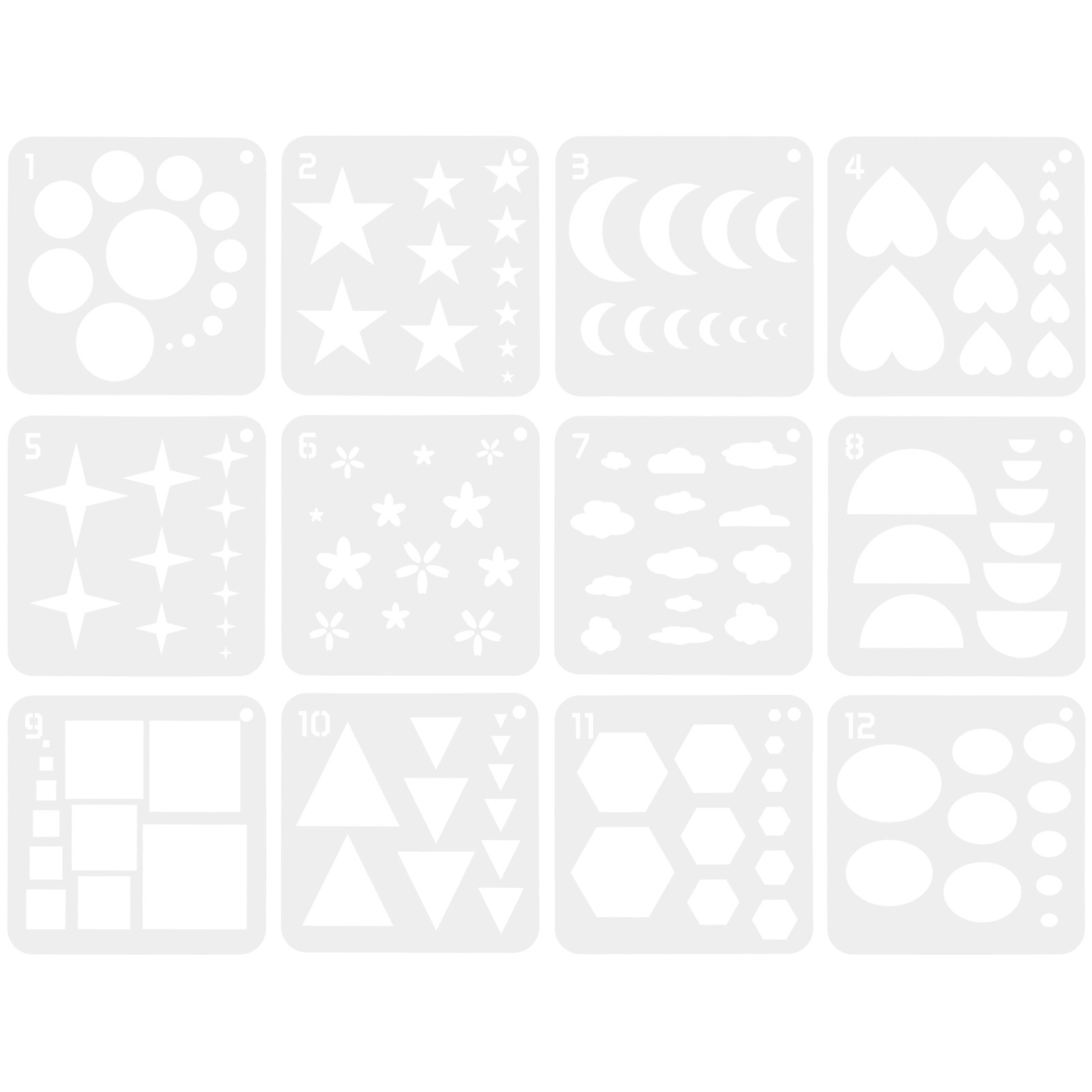 Art Craft Journals - 12Pcs Geometric Art Stencils Reusable Plastic