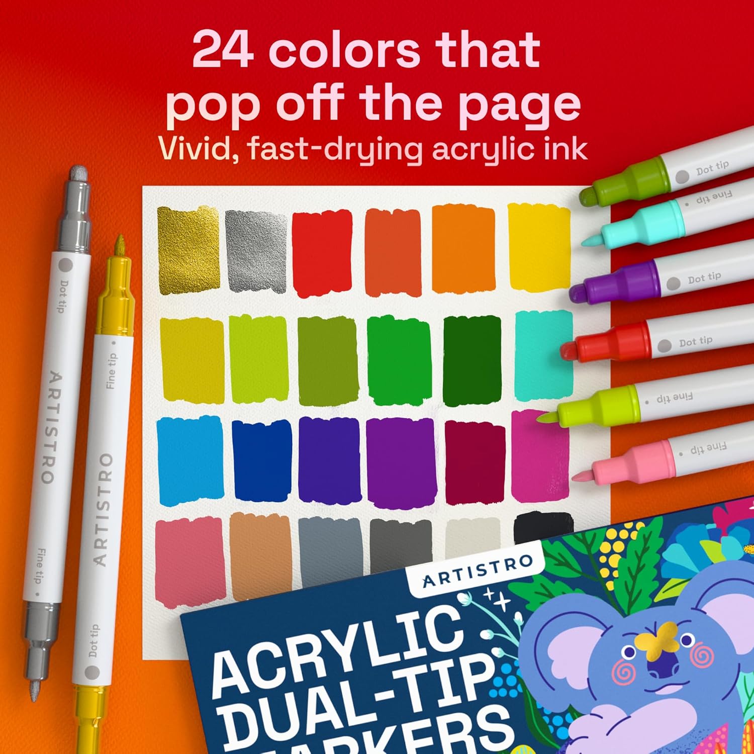 24 Dual-Tip Acrylic Paint Mark - Art Craft Ideas For Kids ulasan dan harga