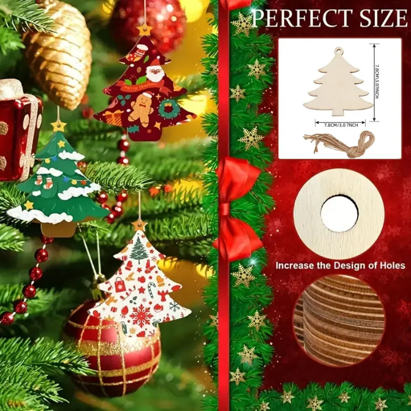 Paintable Blank Wooden christm - Art And Craft Xmas Tree ulasan dan harga