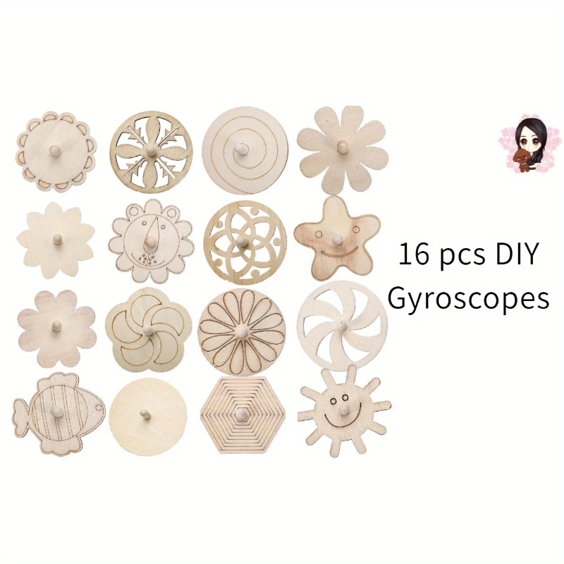 16pcs Wooden Spinning Top Craf - Art Craft Ideas For Kids ulasan dan harga