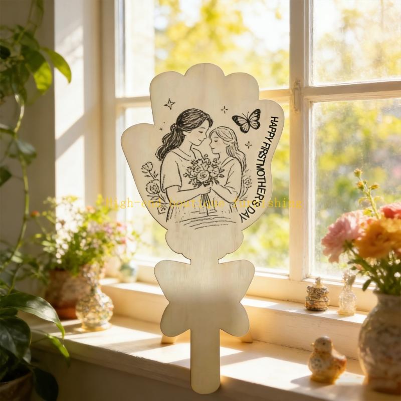 L9NB Wooden Hand Painted Flowe - Art Craft Mother'S Day ulasan dan harga