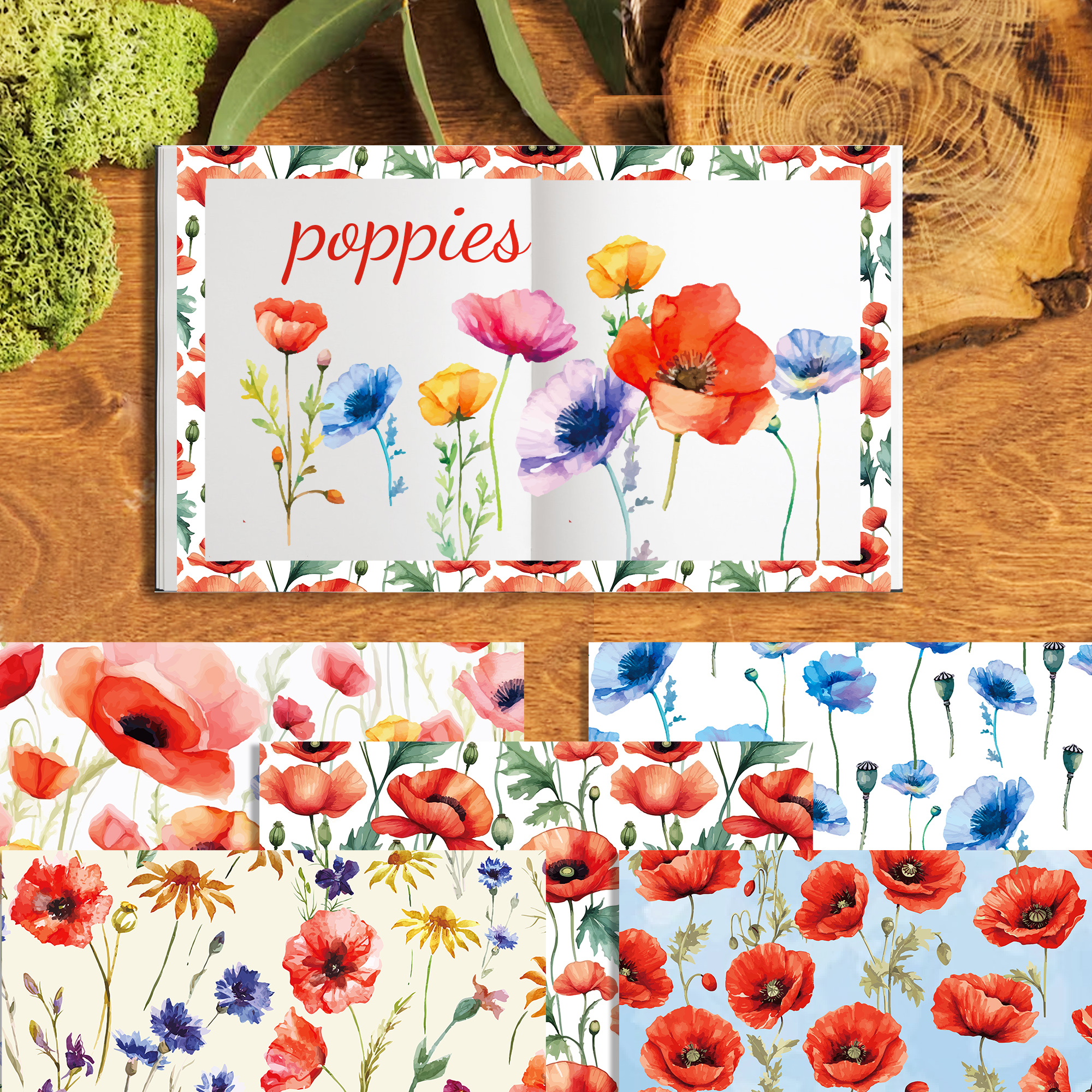 24pcs 30*30cm Poppy Red Flower - Art And Craft Photos ulasan dan harga