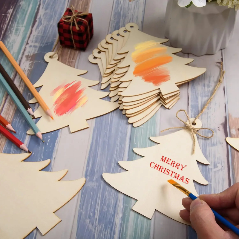 Paintable Blank Wooden christm - Art And Craft Xmas Tree ulasan dan harga
