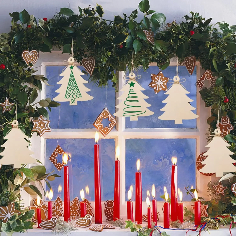 Paintable Blank Wooden christm - Art And Craft Xmas Tree ulasan dan harga