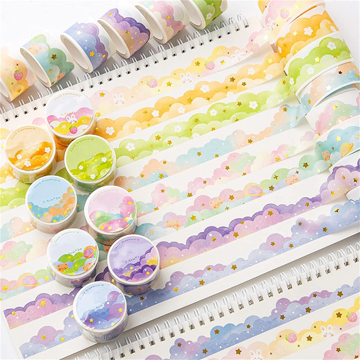 8 Rolls Color Cloud Washi Tape - Art Craft Journals ulasan dan harga