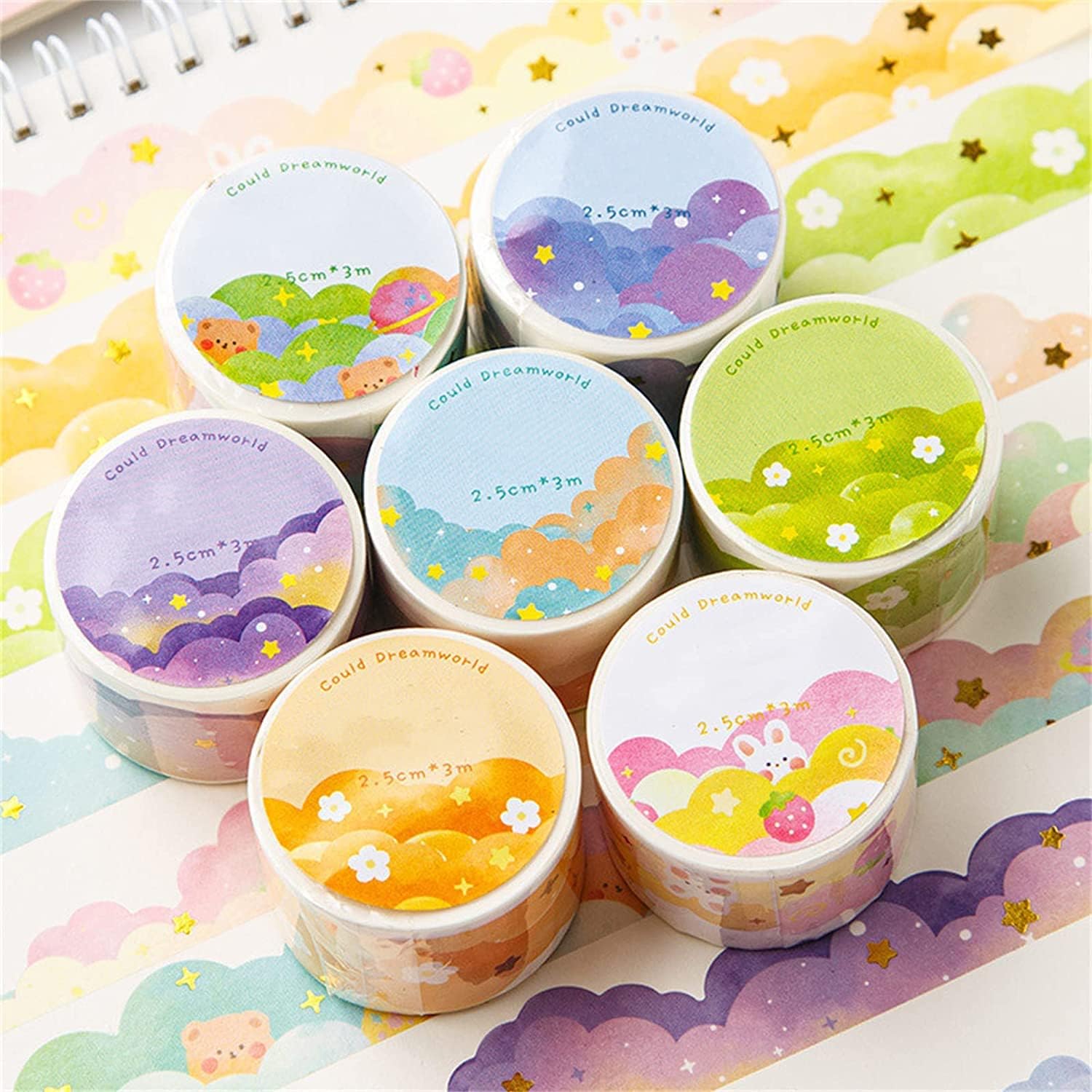 8 Rolls Color Cloud Washi Tape - Art Craft Journals ulasan dan harga