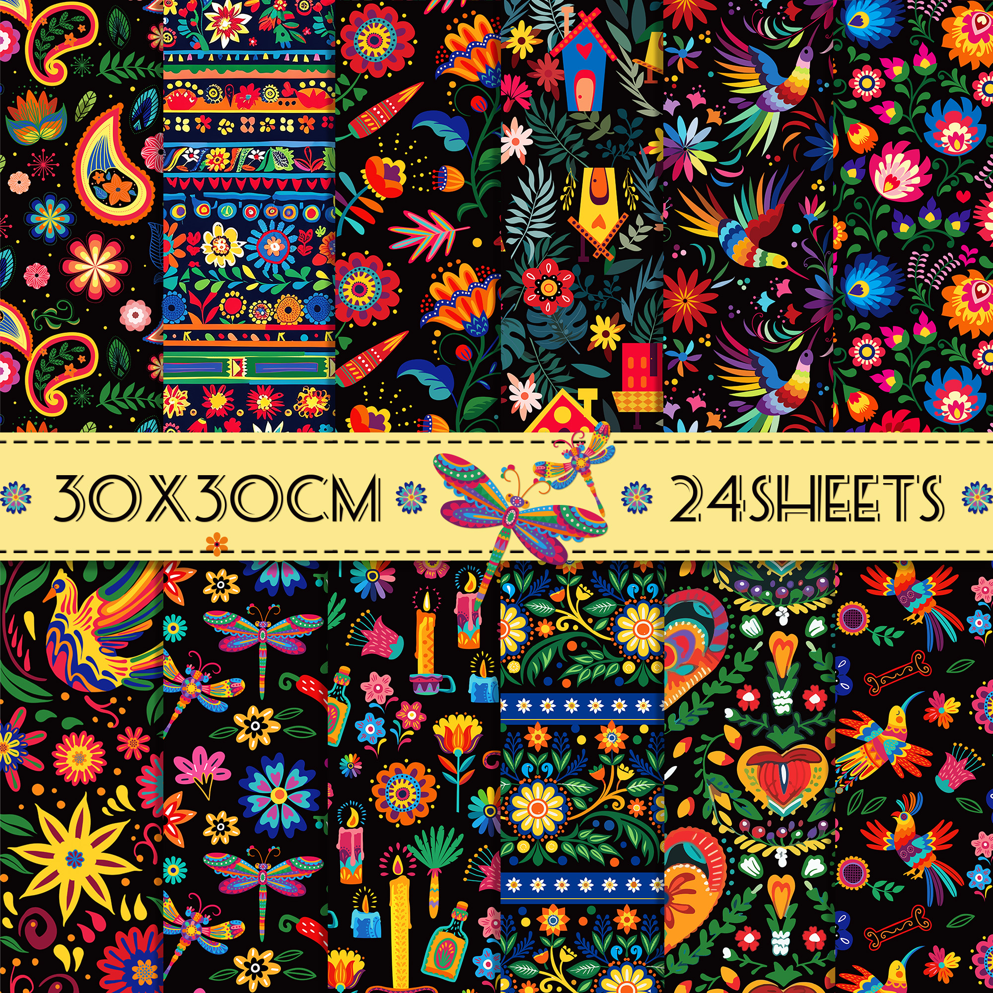 24pcs Mexican Scrapbook Paper  - Art And Craft Photos ulasan dan harga