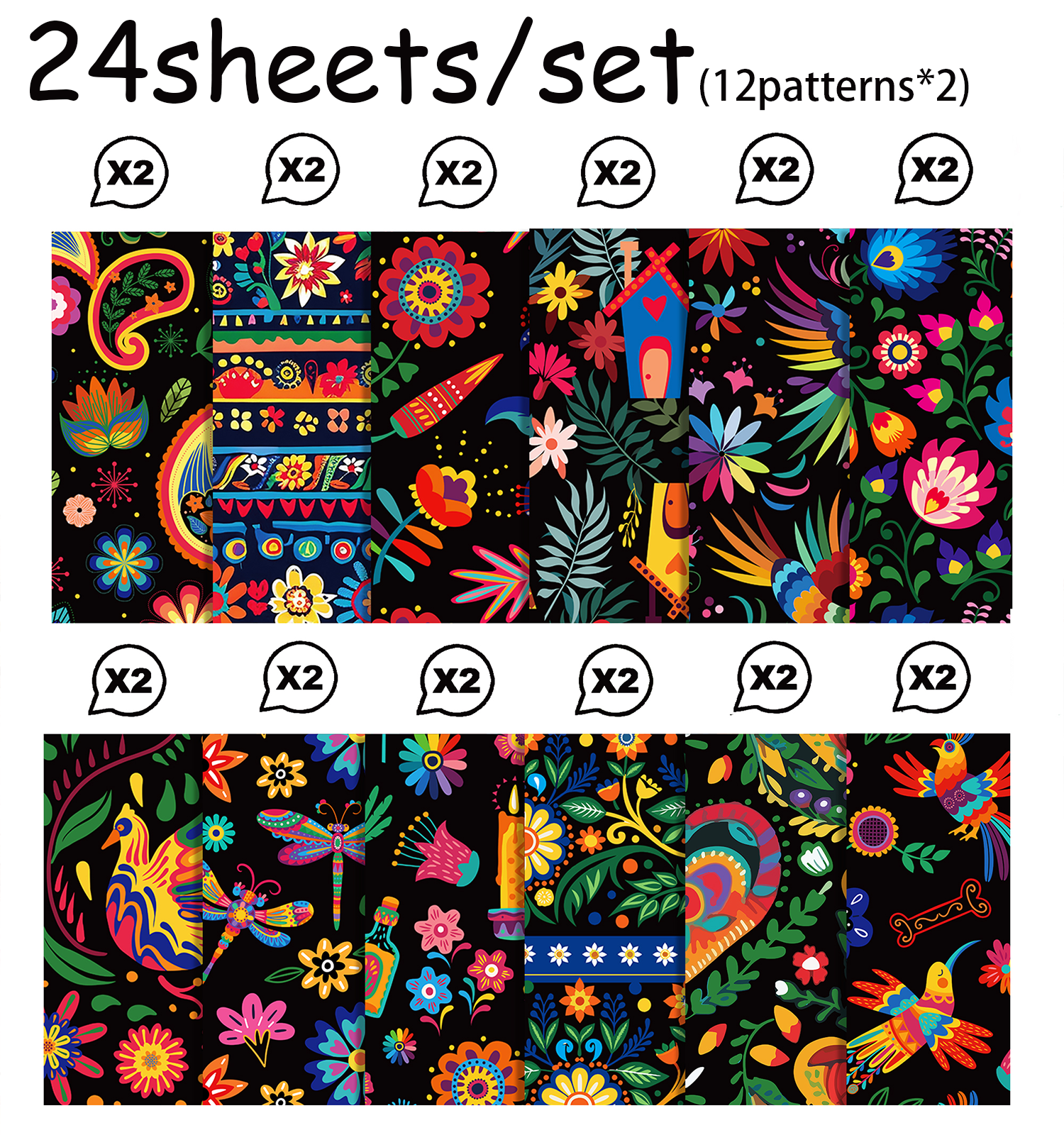 24pcs Mexican Scrapbook Paper  - Art And Craft Photos ulasan dan harga