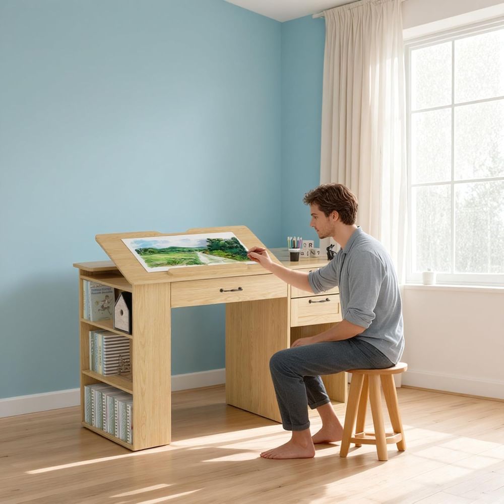 Adjustable Desk with Storage,  - Art & Craft Zone ulasan dan harga