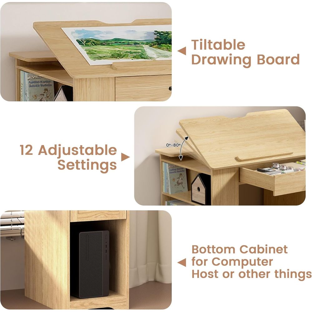Adjustable Desk with Storage,  - Art & Craft Zone ulasan dan harga