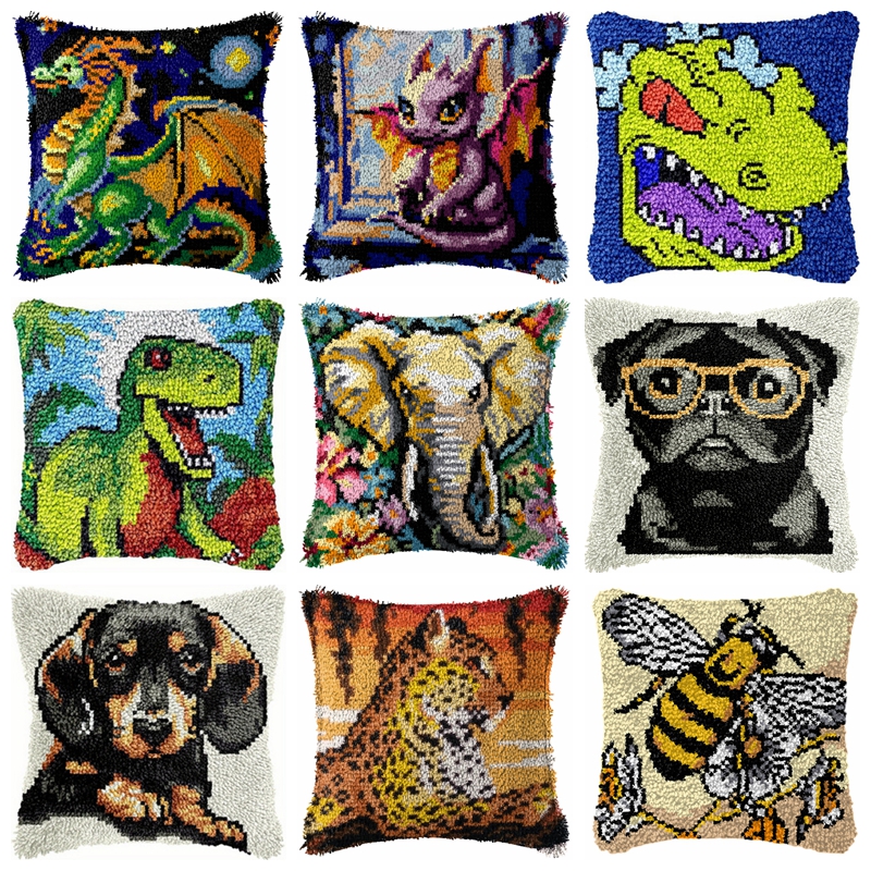 Dinosaur Latch Hook Pillow Kit - Dinosaur And Craft ulasan dan harga