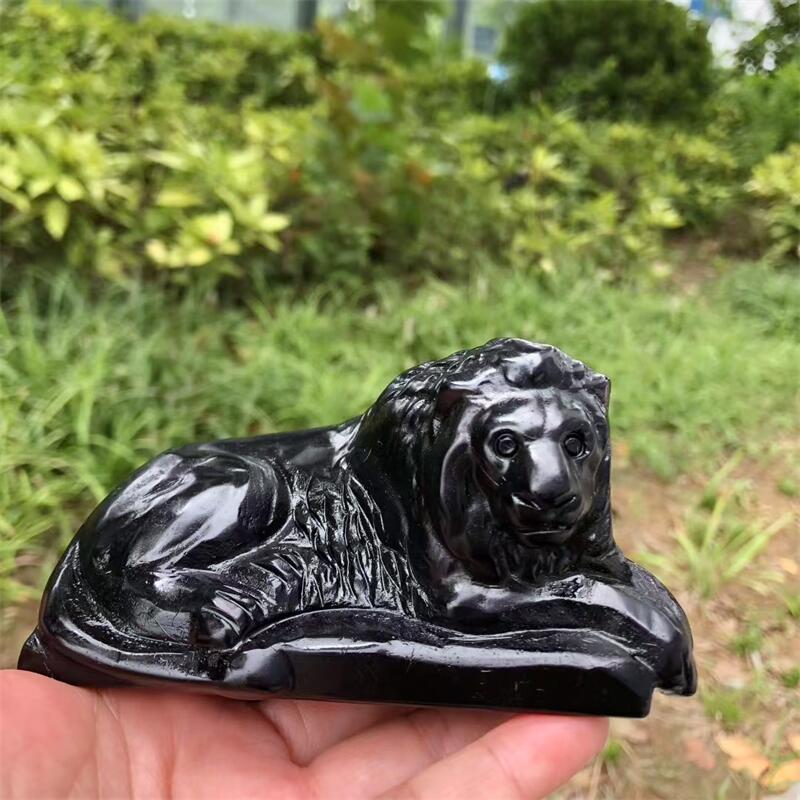 Natural Black Obsidian Lion Ca - Art Craft Lion ulasan dan harga