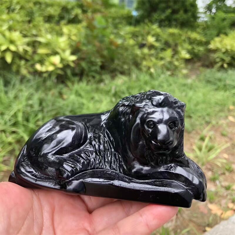 Natural Black Obsidian Lion Ca - Art Craft Lion ulasan dan harga