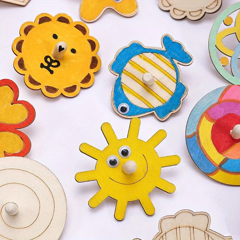 16pcs Wooden Spinning Top Craf - Art Craft Ideas For Kids ulasan dan harga