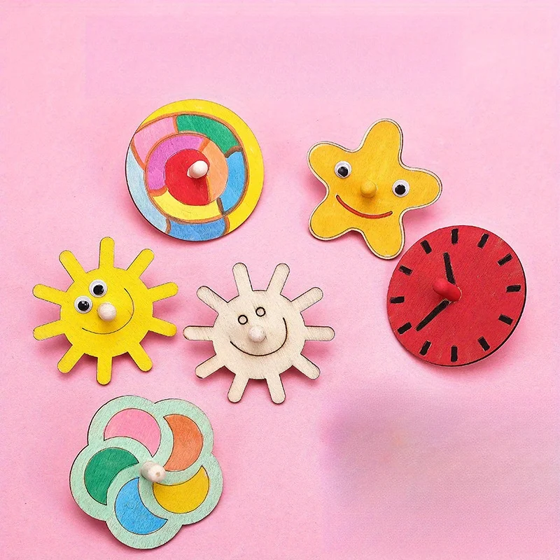 16pcs Wooden Spinning Top Craf - Art Craft Ideas For Kids ulasan dan harga