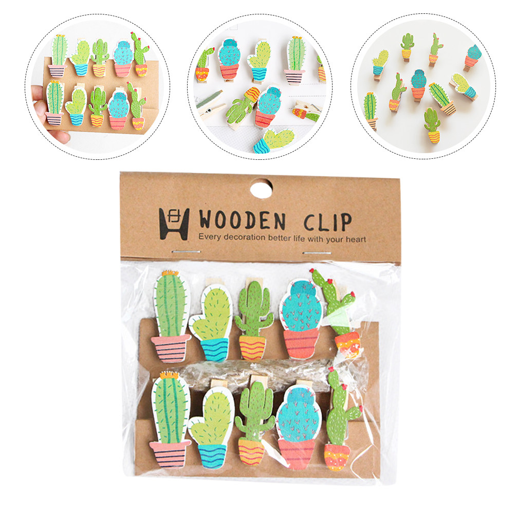 10Pcs Cactus Wooden Photo Clip - Art And Craft Photos ulasan dan harga