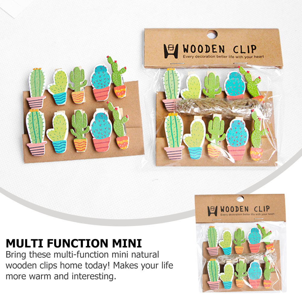 10Pcs Cactus Wooden Photo Clip - Art And Craft Photos ulasan dan harga