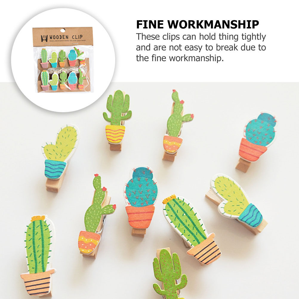 10Pcs Cactus Wooden Photo Clip - Art And Craft Photos ulasan dan harga