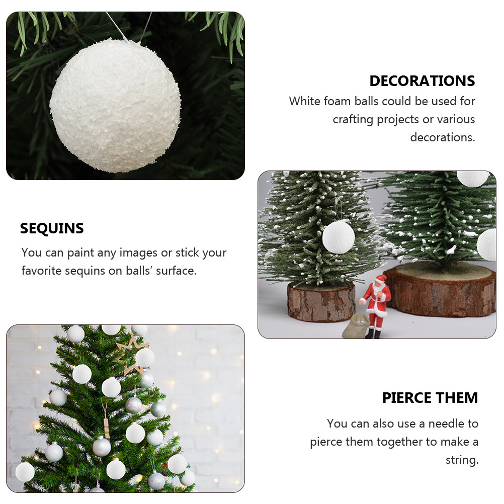 12Pcs White Xmas Ball Christma - Art And Craft Xmas Tree ulasan dan harga