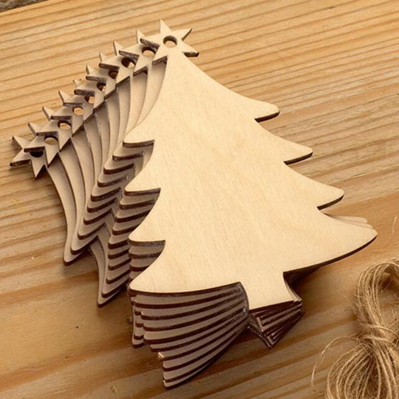 10pcs Unfinished Blank Wooden  - Art And Craft Xmas Tree ulasan dan harga