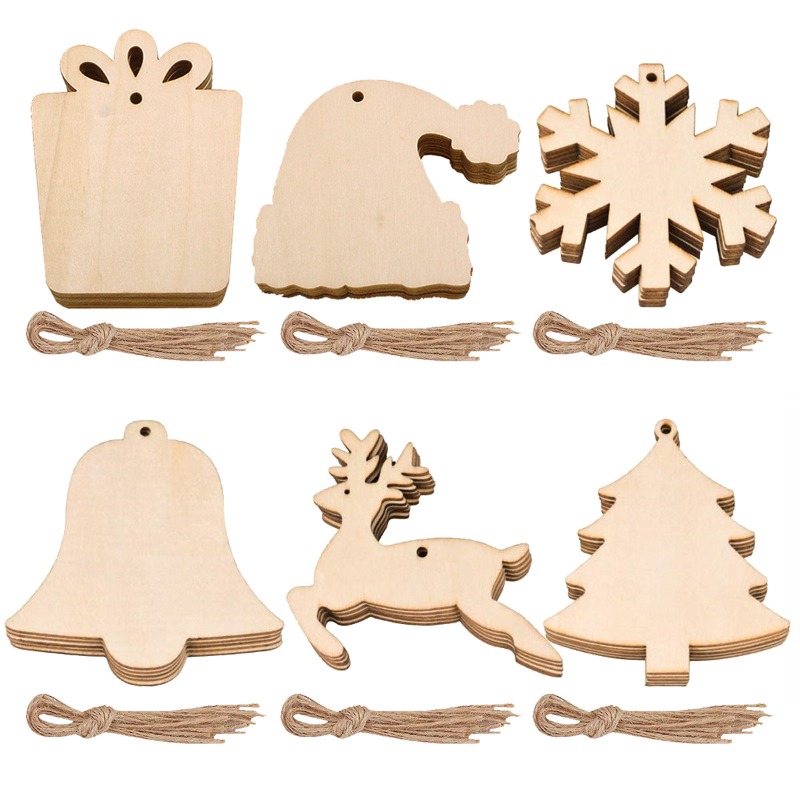 10pcs Unfinished Blank Wooden  - Art And Craft Xmas Tree ulasan dan harga