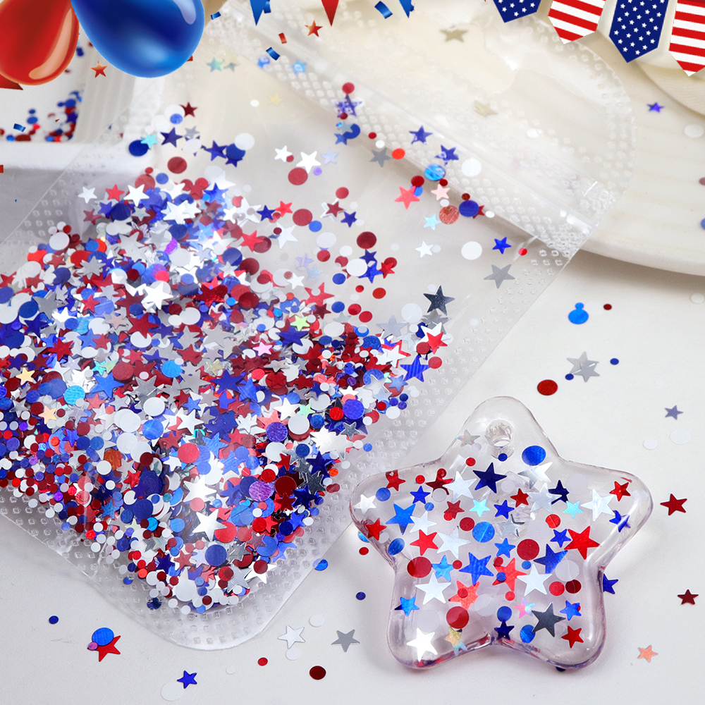 5g Red Blue Polka Dots Glitter - Art And Craft Independence Day ulasan dan harga