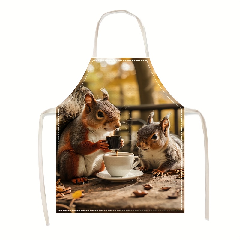 Linen Apron Squirrel Coffee Sc - Art Craft Idea ulasan dan harga