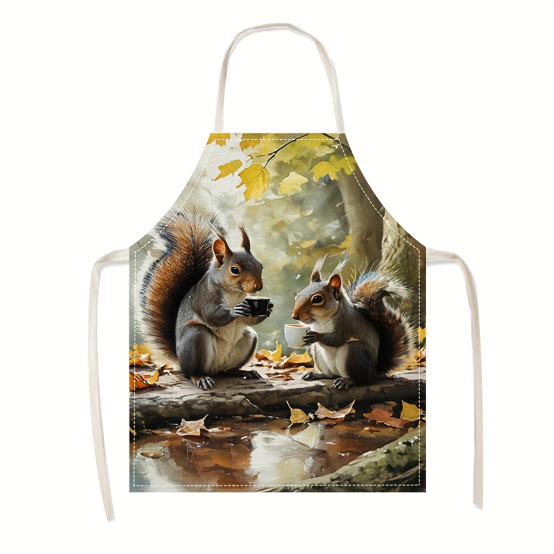 Linen Apron Squirrel Coffee Sc - Art Craft Idea ulasan dan harga