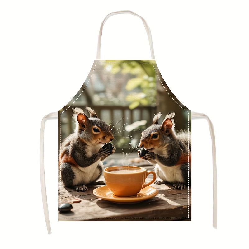 Linen Apron Squirrel Coffee Sc - Art Craft Idea ulasan dan harga