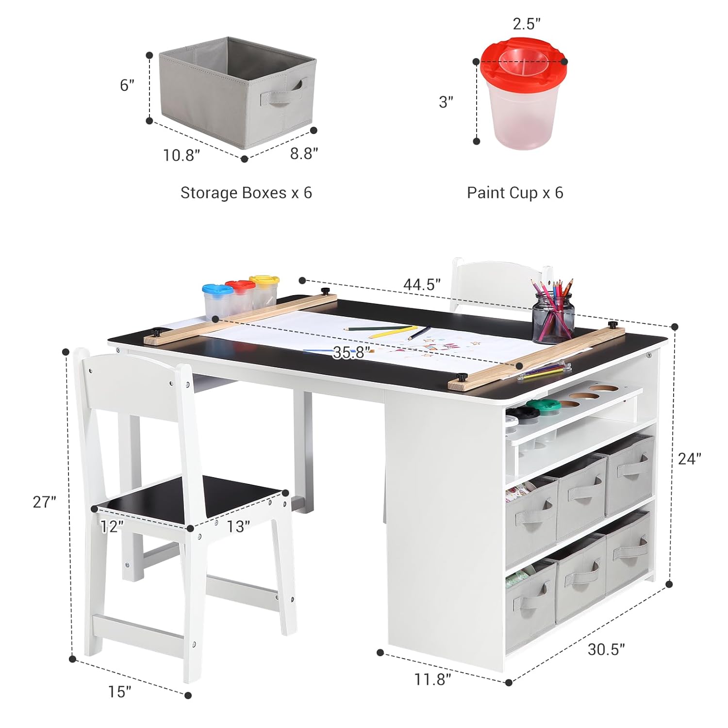 4 In 1 Kids Art Table and Chai - School Of Art X Craft ulasan dan harga
