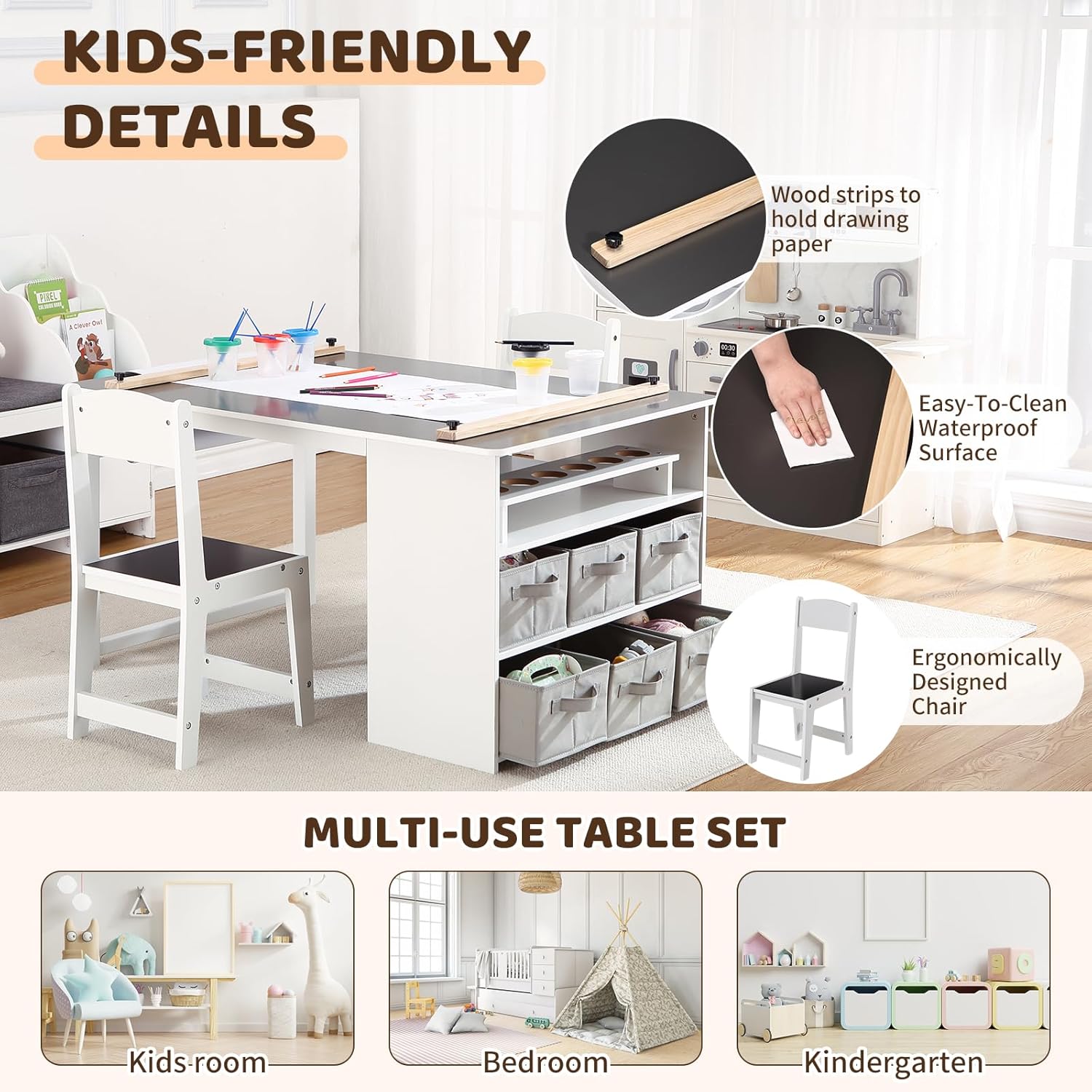 4 In 1 Kids Art Table and Chai - School Of Art X Craft ulasan dan harga