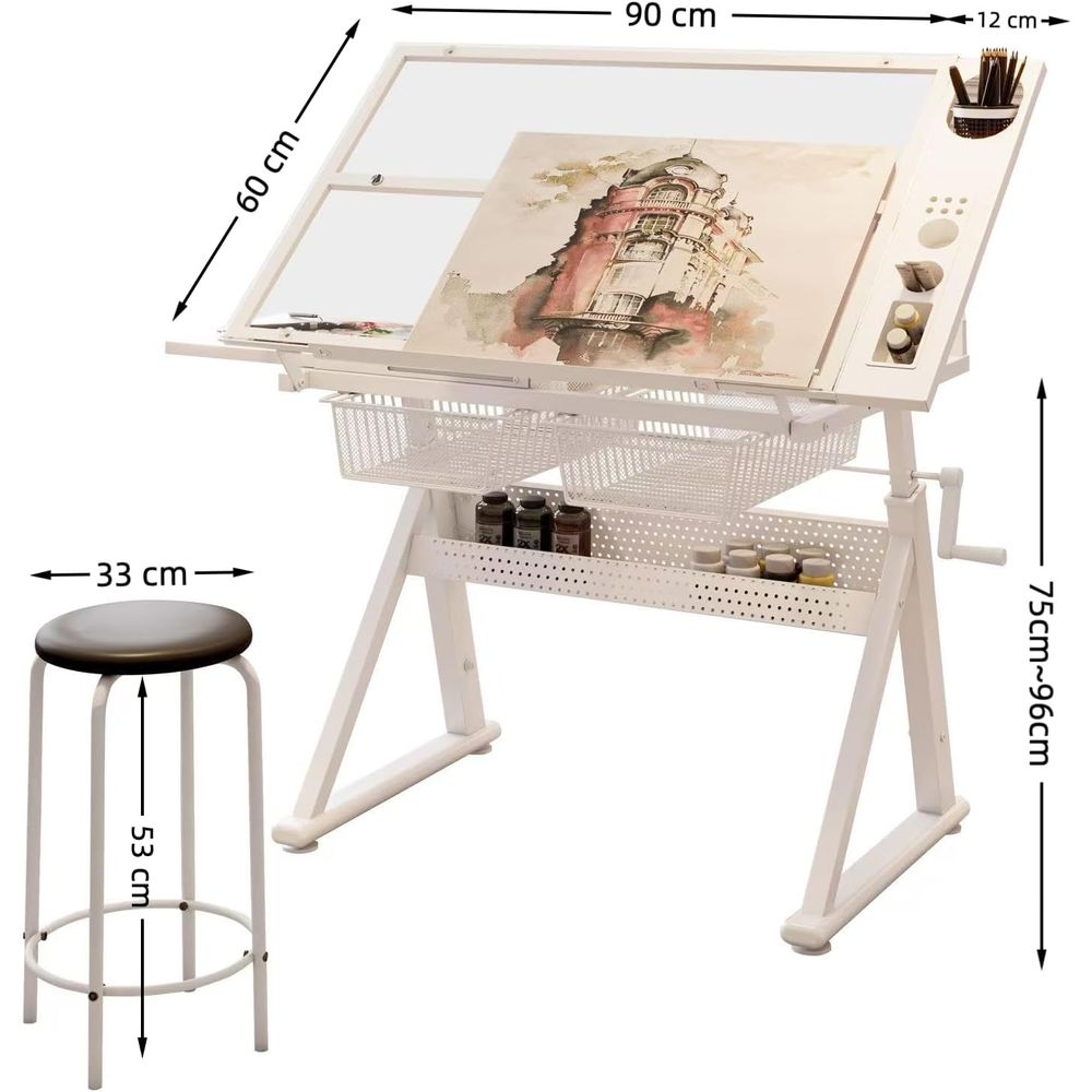 Adjustable Art Desk with Tempe - Art & Craft Zone ulasan dan harga