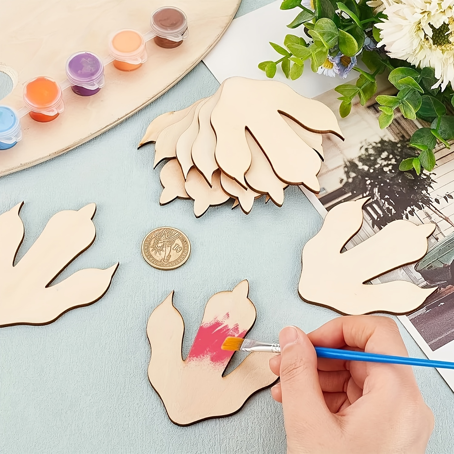 10/20 Pieces Wooden Dinosaur F - Dinosaur And Craft ulasan dan harga
