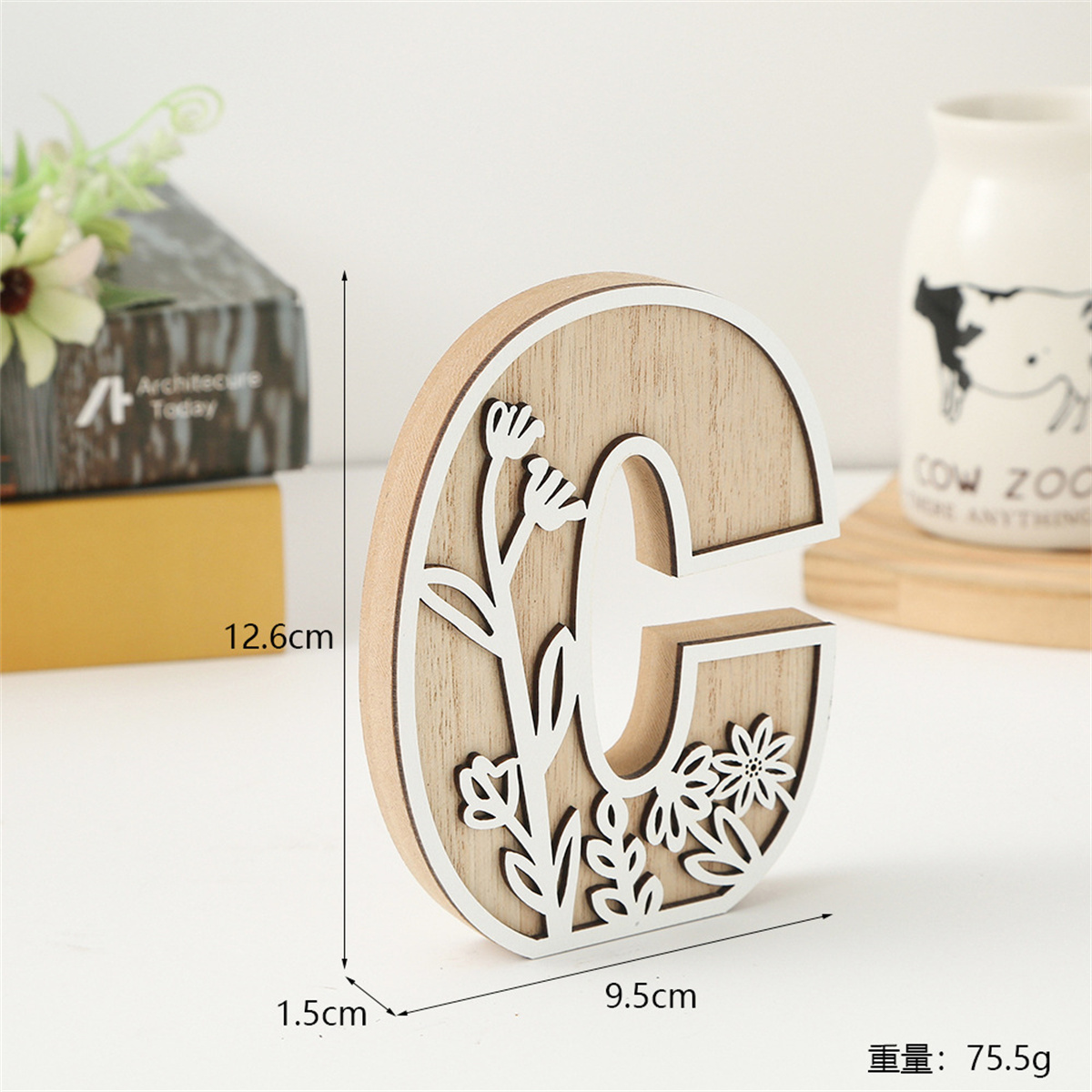 1Pcs Raw Wood White Engrave 26 - Letter S Art Craft ulasan dan harga