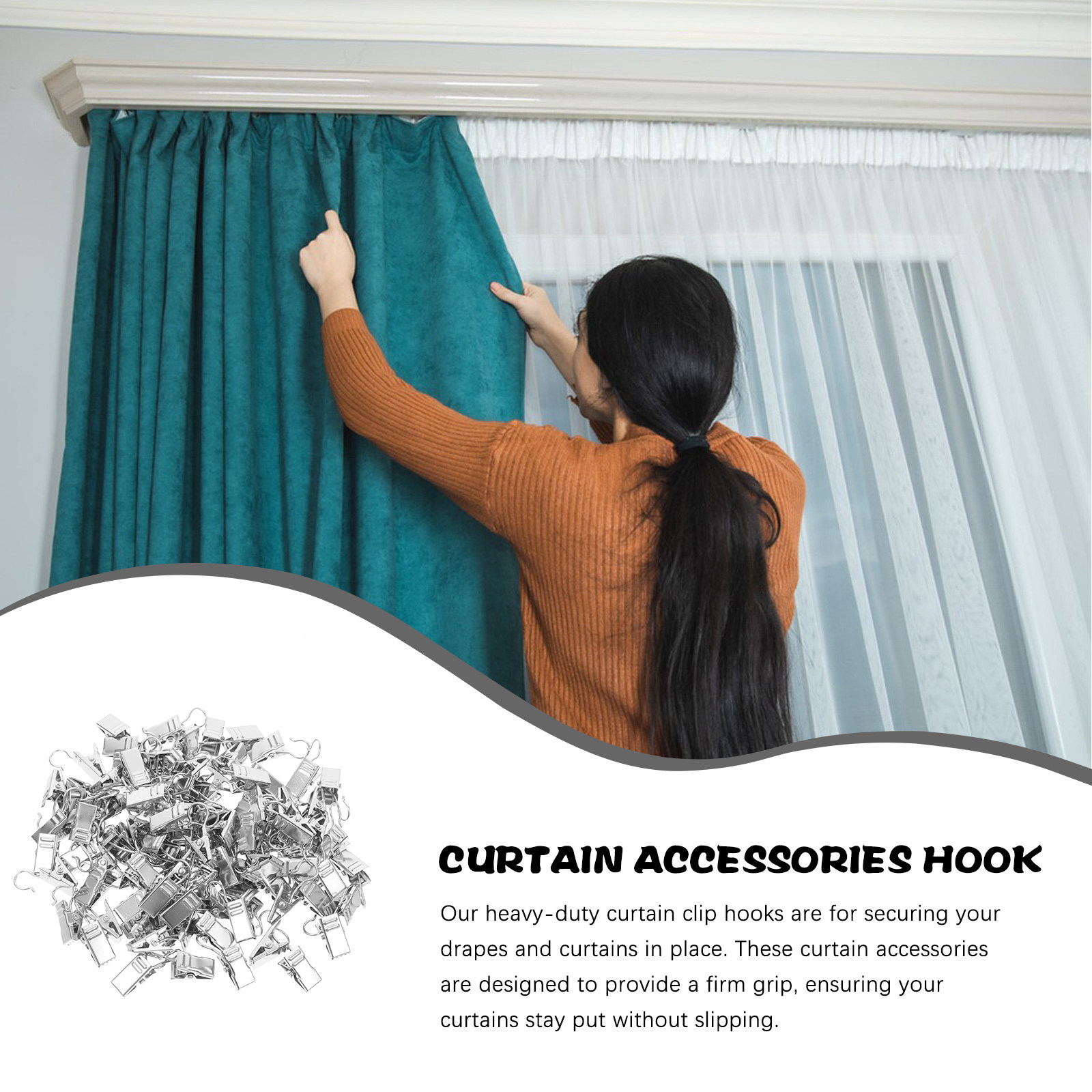 100Pcs Curtain Clip Hooks Stro - Art And Craft Photos ulasan dan harga