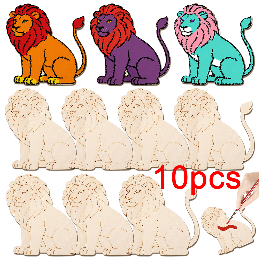 10pcs/set Unfinished Wood Lion - Art Craft Lion ulasan dan harga