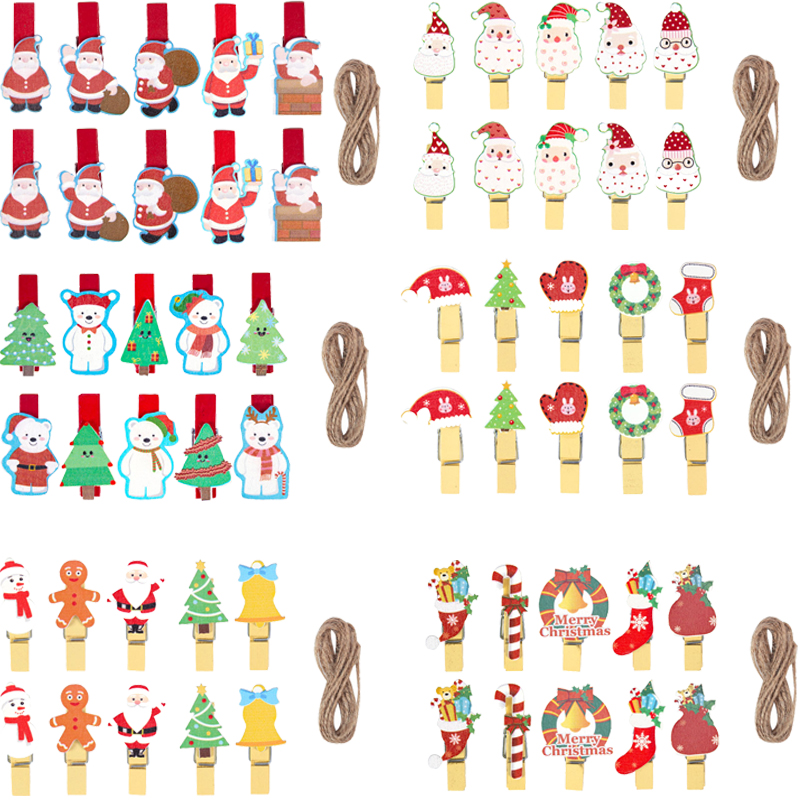 10/20pcs Christmas Wood Clips  - Art And Craft Xmas Tree ulasan dan harga
