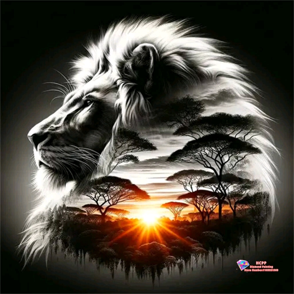 Animal Lion Sunrise Jungle Dia - Art Craft Lion ulasan dan harga
