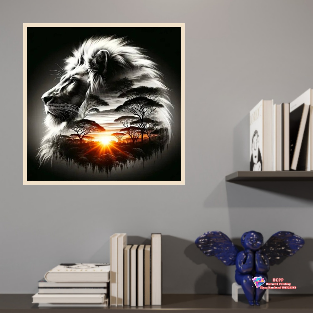 Animal Lion Sunrise Jungle Dia - Art Craft Lion ulasan dan harga