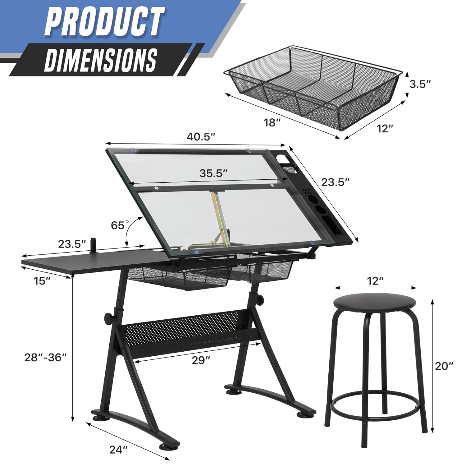 Drafting Table with Height Adj - Art & Craft Zone ulasan dan harga