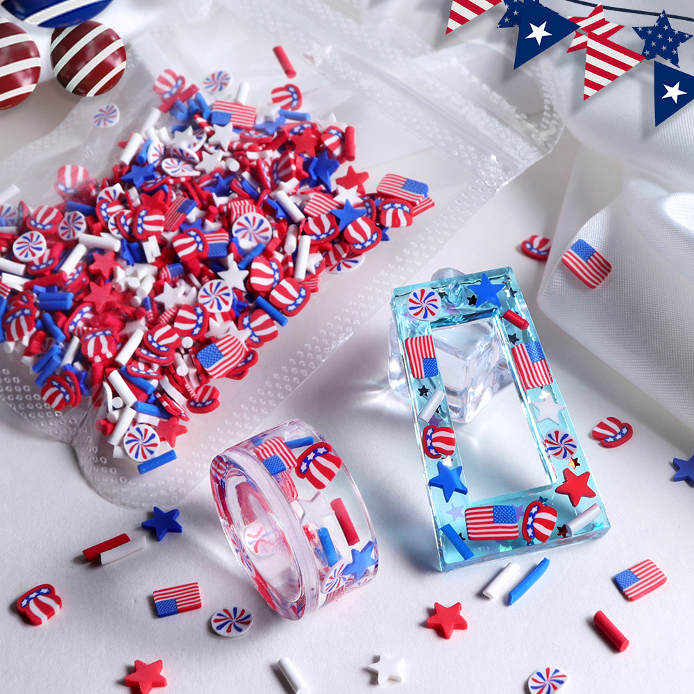 10g Red Blue White Stars Epoxy - Art And Craft Independence Day ulasan dan harga