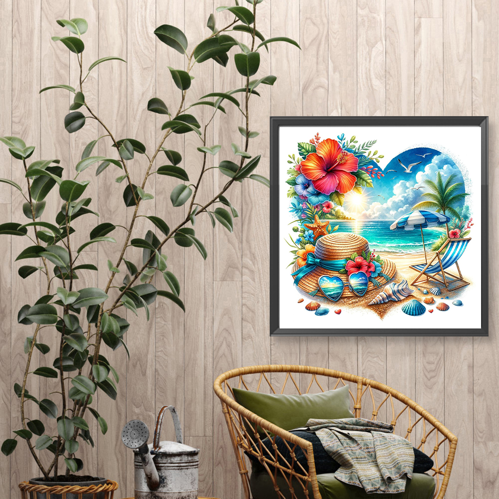 Summer Beach Full DIY 5D Round - Art Craft Idea ulasan dan harga