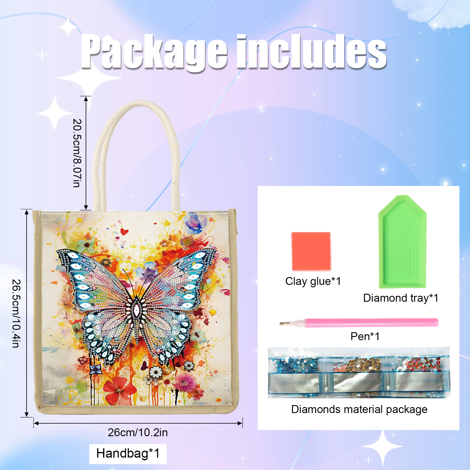 Diamond Painting Handbag Kits, - Art Craft Bag ulasan dan harga