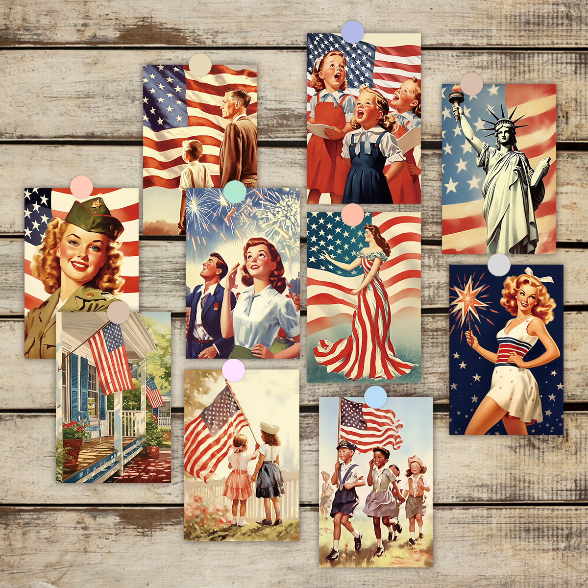 20pcs Vintage America Annivers - Art And Craft Independence Day ulasan dan harga